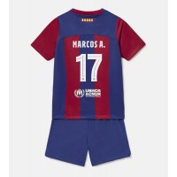 Echipament fotbal Barcelona Marcos Alonso #17 Tricou Acasa 2023-24 pentru copii maneca scurta (+ Pantaloni scurti)